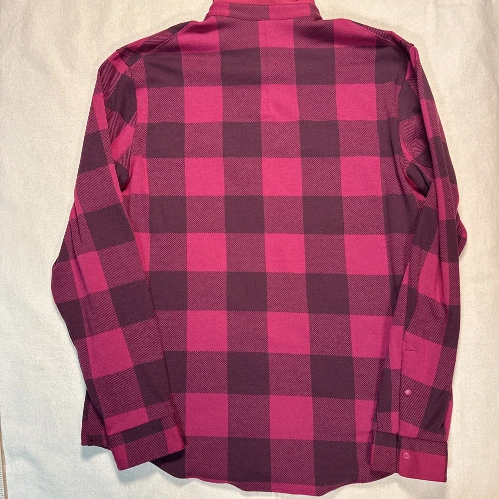 Lululemon Shirt NWOT Mens XL Purple Plaid Soft Knit Overshirt Flannel Snap Front